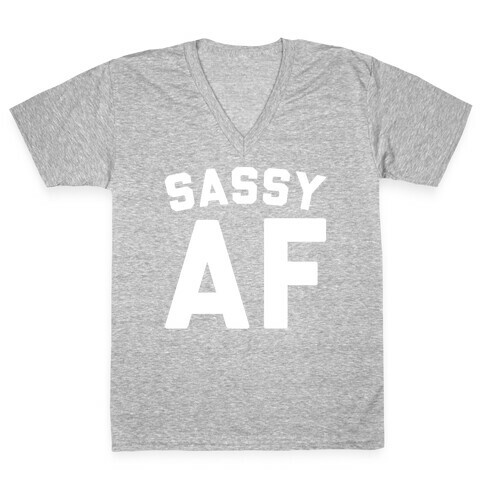 Sassy Af White Print V-Neck Tee Shirt
