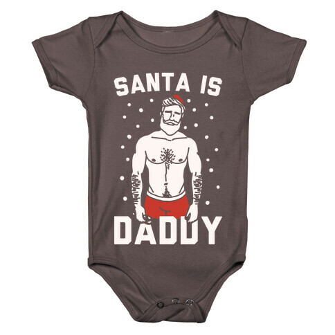 Santa Is Daddy White Print Baby One-Piece