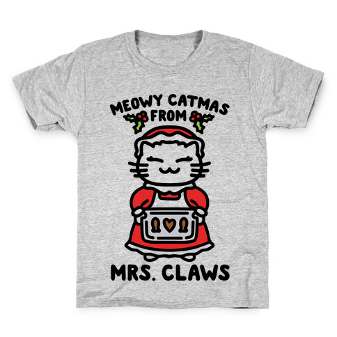 Meowy Catmas From Mrs. Claws  Kids T-Shirt