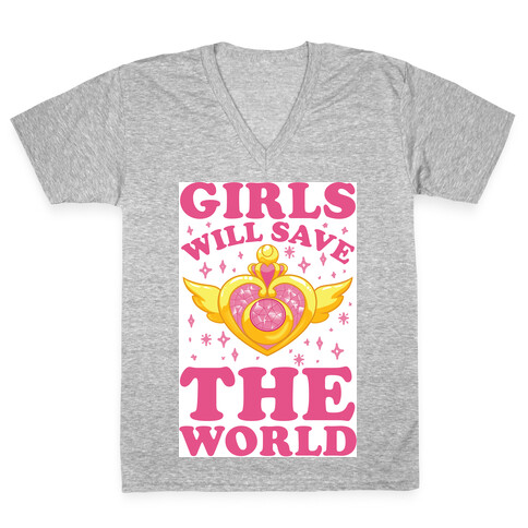 Girls Will Save The World V-Neck Tee Shirt