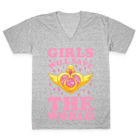 Girls Will Save The World V-Neck Tee Shirt