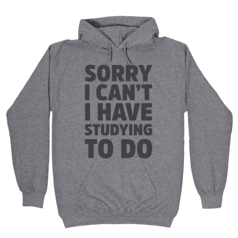 Sorry I Can't I Have Studying To Do Hooded Sweatshirt