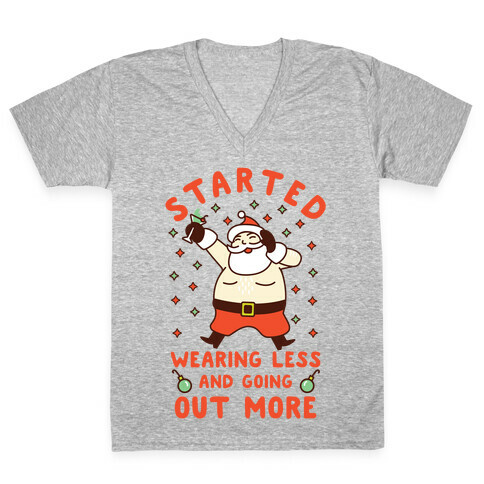 Santa Wearing Less and Going Out More V-Neck Tee Shirt