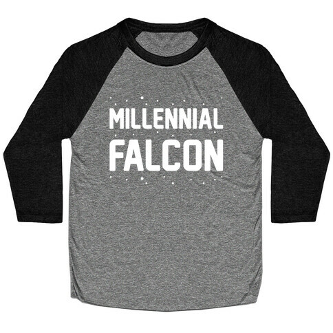 Millennial Falcon Parody White Print  Baseball Tee