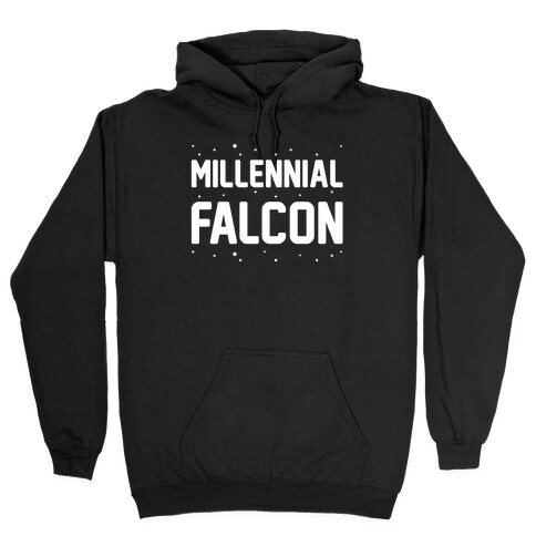 Millennial Falcon Parody White Print  Hooded Sweatshirt