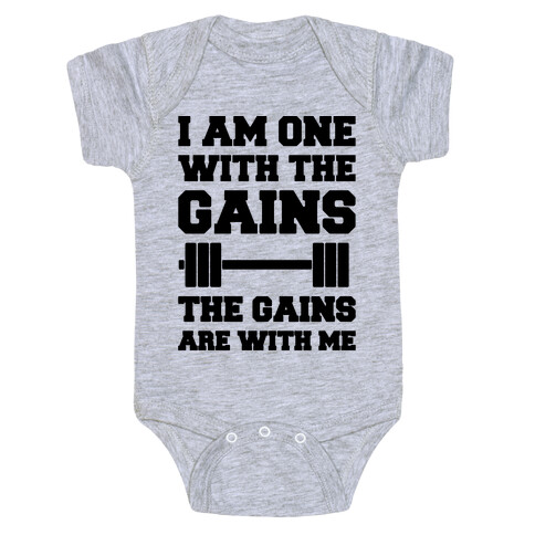 I Am One With The Gains The Gains Are With Me Parody Baby One-Piece