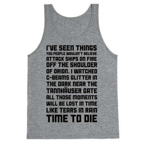 C- Beam Speech Tears In Rain Monologue Tank Top