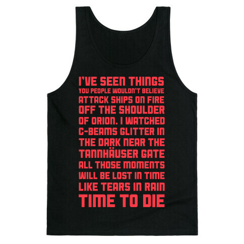 C-Beams Speech Tears In Rain Monologue Tank Top