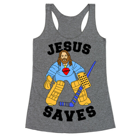 Jesus Saves (Hockey Edition) Racerback Tank Top