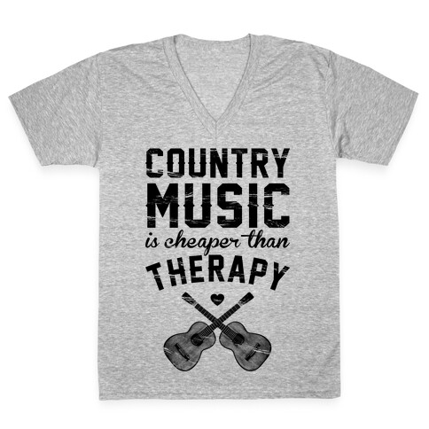 Country Music Therapy V-Neck Tee Shirt