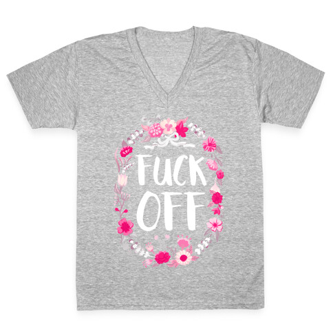 Floral F*** Off V-Neck Tee Shirt