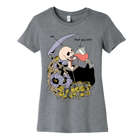 Skeleton Drinking Wine Womens T-Shirt