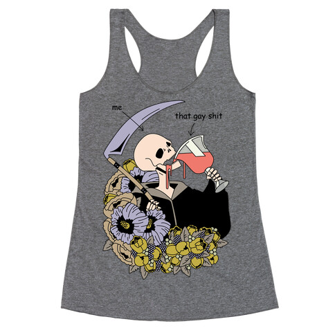 Skeleton Drinking Wine Racerback Tank Top