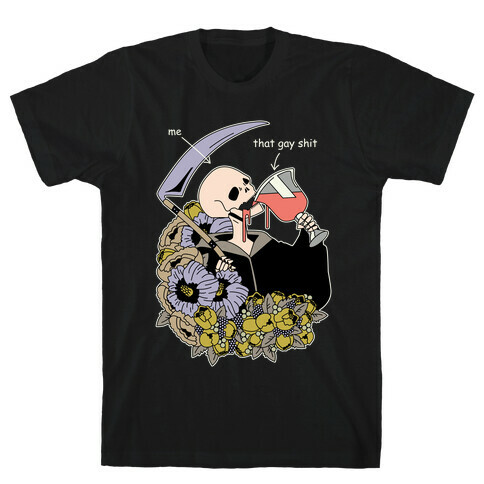 Skeleton Drinking Wine T-Shirt