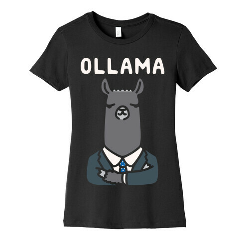 Ollama Parody White Print  Womens T-Shirt