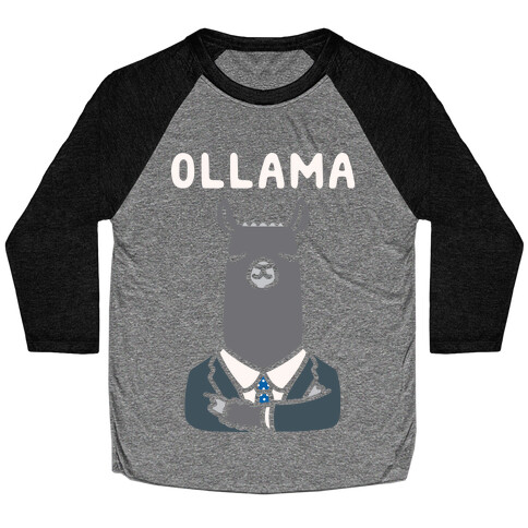 Ollama Parody White Print  Baseball Tee