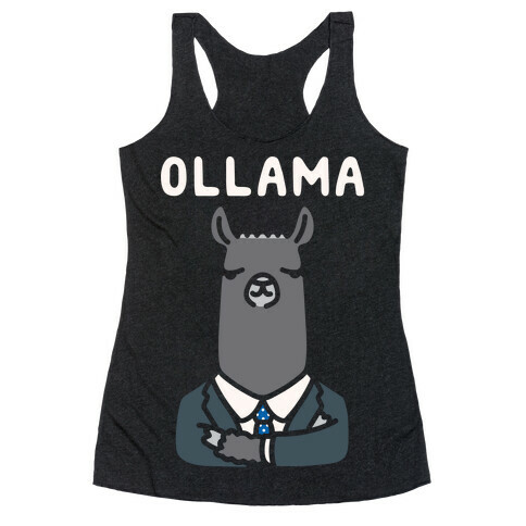 Ollama Parody White Print  Racerback Tank Top