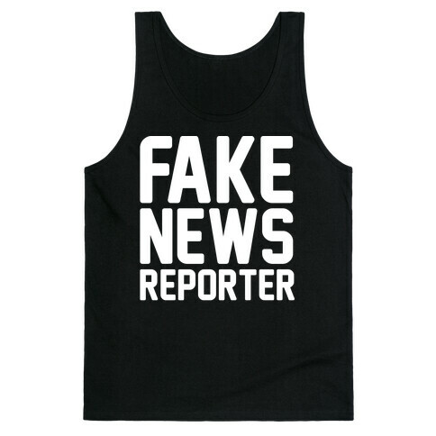 Fake News Reporter White Print Tank Top