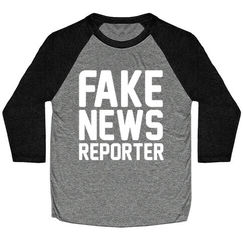 Fake News Reporter White Print Baseball Tee