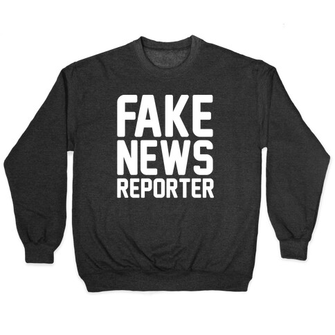 Fake News Reporter White Print Pullover