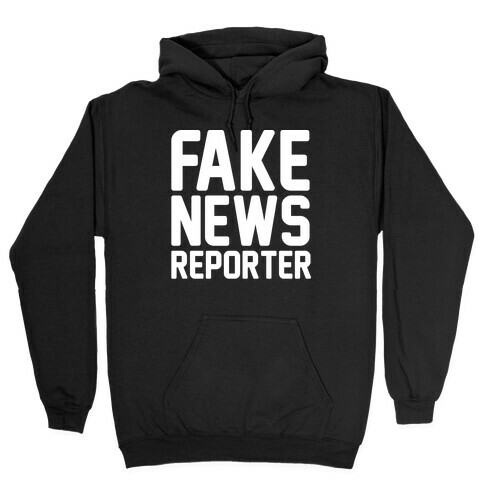 Fake News Reporter White Print Hooded Sweatshirt