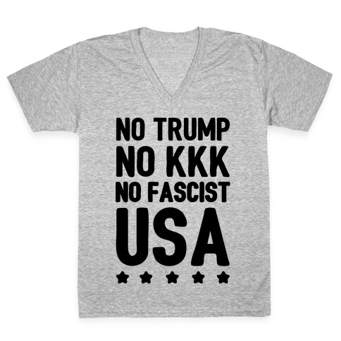 No Trump No KKK No Fascist USA V-Neck Tee Shirt