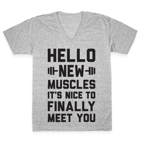 Hello New Muscles V-Neck Tee Shirt