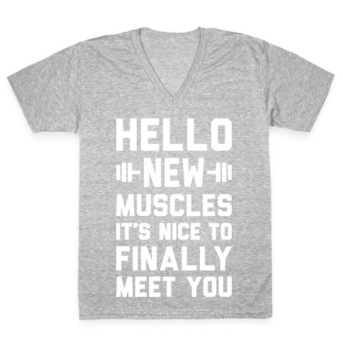 Hello New Muscles V-Neck Tee Shirt