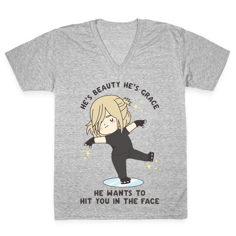 He Wants To Hit You In The Face V-Neck Tee Shirt
