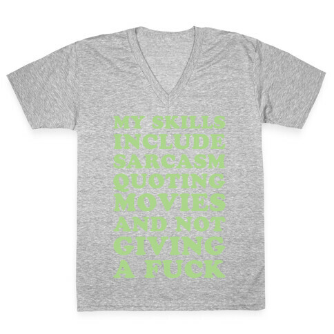 Sarcasm Quoting Movies and Not Giving a F*** V-Neck Tee Shirt