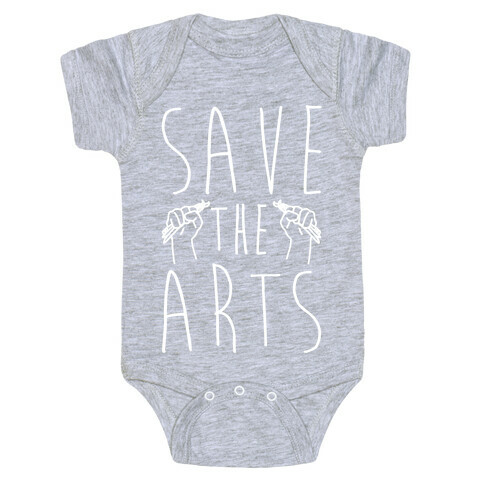 Save The Arts White Print Baby One-Piece