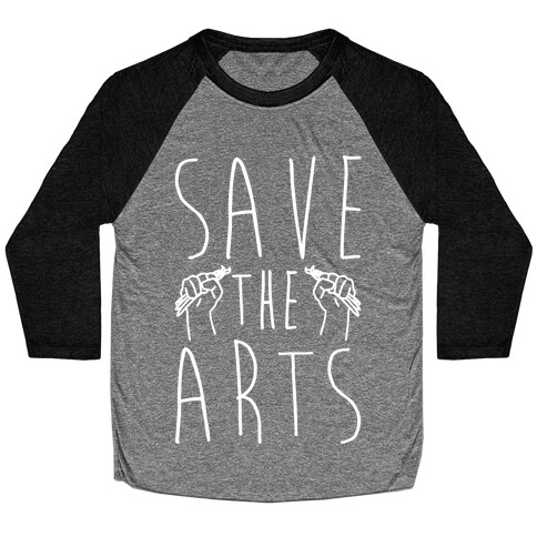 Save The Arts White Print Baseball Tee