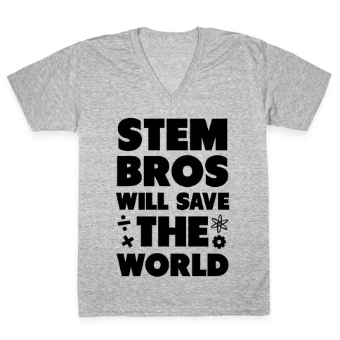 STEM Bros Will Save the World V-Neck Tee Shirt
