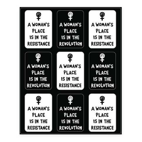 A Woman's Place Is In The Resistance Stickers and Decal Sheet