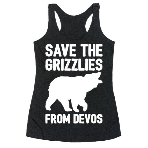Save The Grizzlies from DeVos White Print Racerback Tank Top