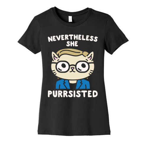 Nevertheless She Purrsisted White Print Womens T-Shirt