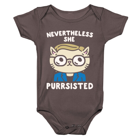 Nevertheless She Purrsisted White Print Baby One-Piece