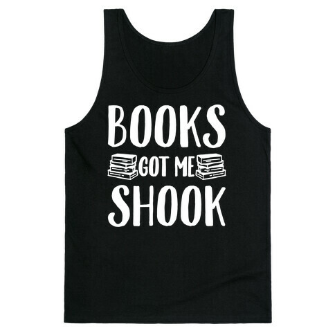 Books Got Me Shook White Print Tank Top