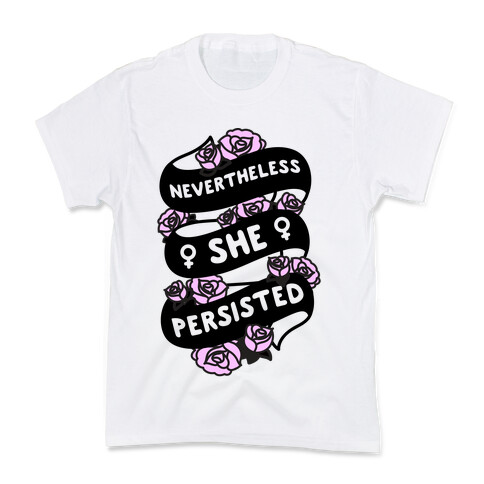 Nevertheless She Persisted (Feminist Ribbon) Kids T-Shirt