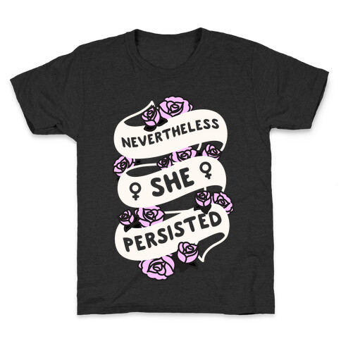 Nevertheless She Persisted (Feminist Ribbon) Kids T-Shirt