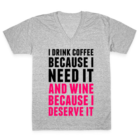 Coffee And Wine V-Neck Tee Shirt