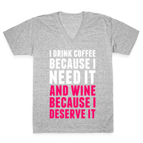 Coffee And Wine V-Neck Tee Shirt