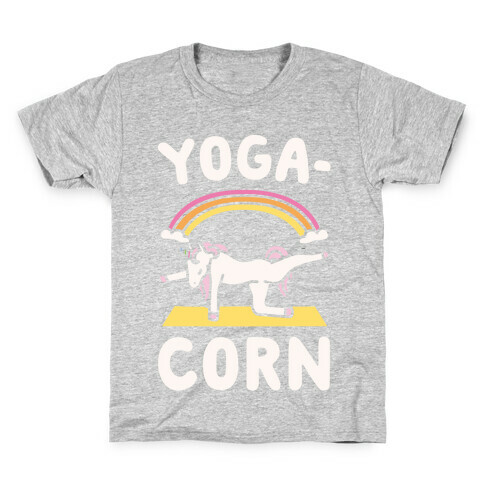 Yoga-Corn White Print Kids T-Shirt
