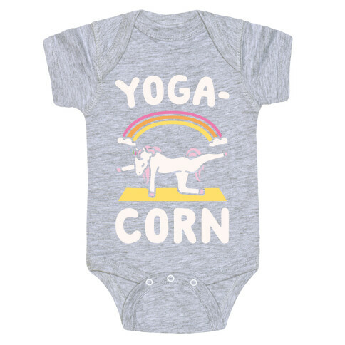 Yoga-Corn White Print Baby One-Piece