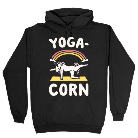 Yoga-Corn White Print Hooded Sweatshirt