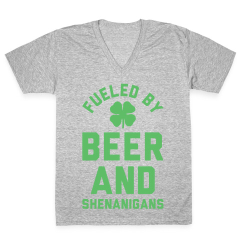 Fueled By Beer and Shenanigans V-Neck Tee Shirt