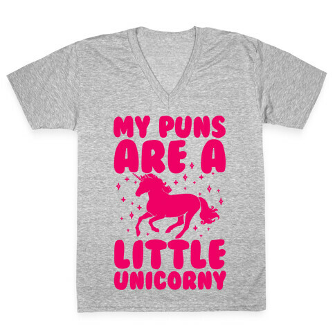 My Puns Are A Little Unicorny V-Neck Tee Shirt