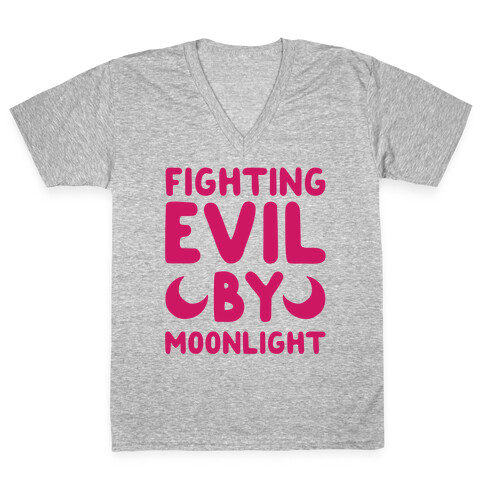 Fighting Evil By Moonlight V-Neck Tee Shirt