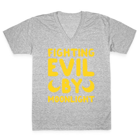 Fighting Evil By Moonlight V-Neck Tee Shirt