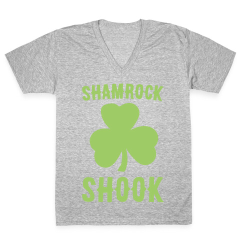 Shamrock Shook White Print V-Neck Tee Shirt